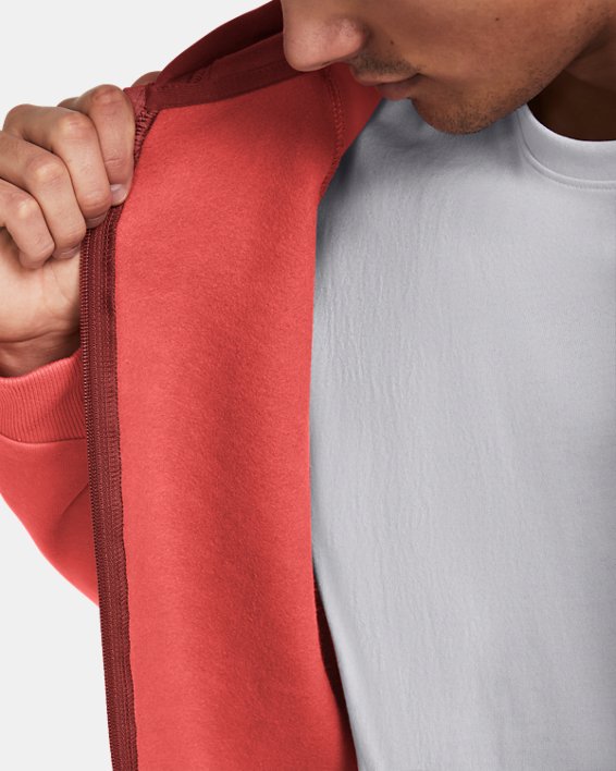 Men's UA Rival Fleece Colorblock Full-Zip, Red, pdpMainDesktop image number 2